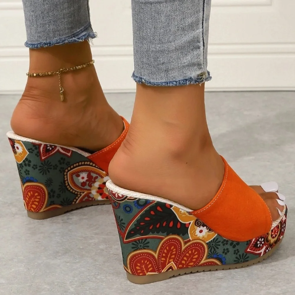 🆕 Floral Wedge Platform Sandals - Picture 5 of 11